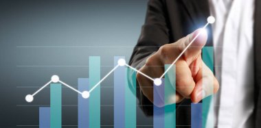Finansal gösterge ve muhasebe piyasa analizi grafiklerinin el ele dokunması