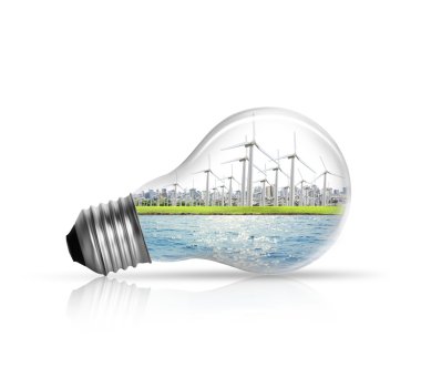 Elektrik ışık ampul ve yeşil enerji 