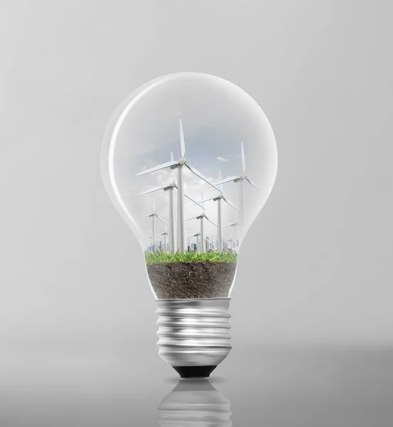 Electric light bulb and  green energy — Stock Photo, Image