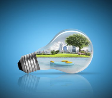 Elektrik ışık ampul ve yeşil enerji 