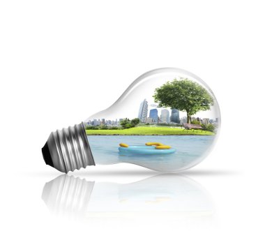 Elektrik ışık ampul ve yeşil enerji 