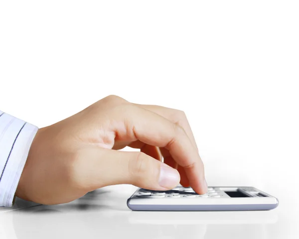 Calculator with hand — Stock Photo, Image