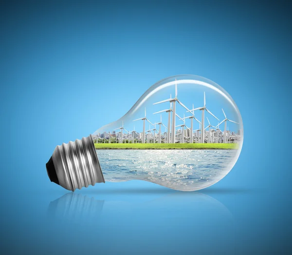 Electric light bulb and  green energy — Stock Photo, Image
