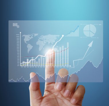 işadamı ile finansal simgeler 