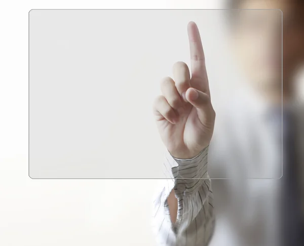 Hand pushing on a touch screen interface — Stock Photo, Image