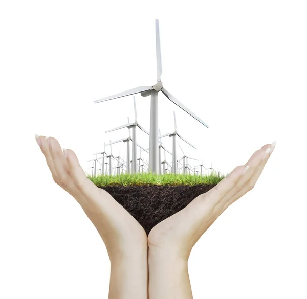 Wind turbine in the hand — Stock Photo, Image