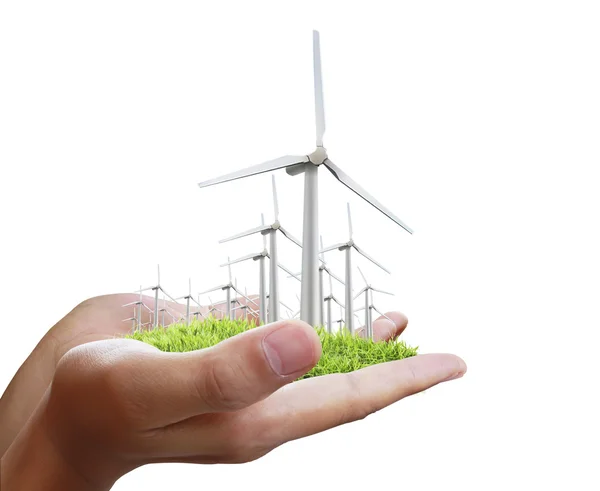 Wind turbine in the hand — Stock Photo, Image