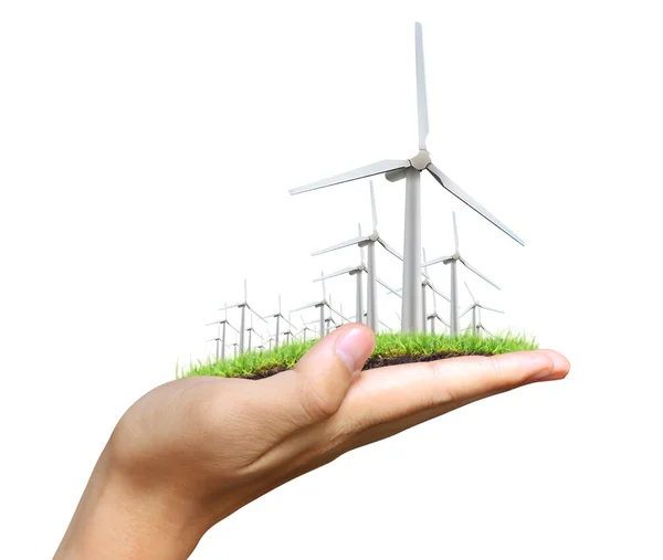 Wind turbine in the hand — Stock Photo, Image