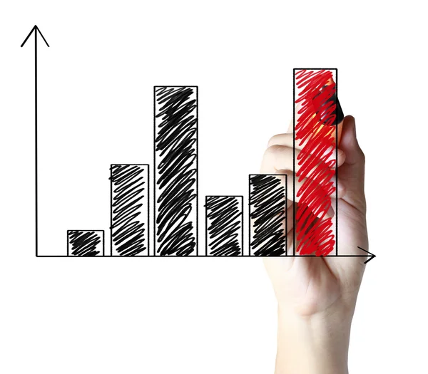 Business man hand drawing  graph — Zdjęcie stockowe