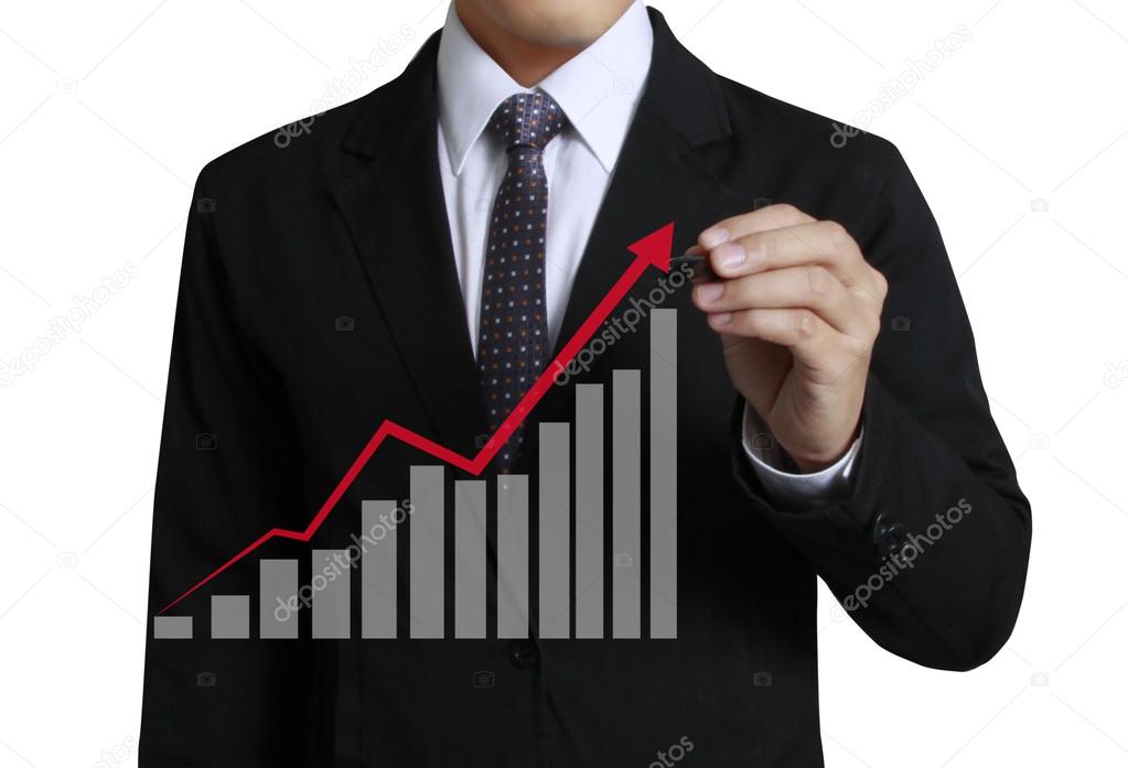 Business man hand drawing  graph