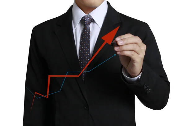 Business man hand drawing  graph Stock Picture