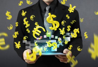 Businessman holding tablet pc