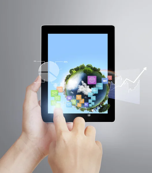 Touch-Tablet in der Hand — Stockfoto