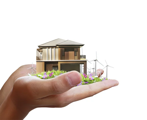 Huis model concept in hand — Stockfoto