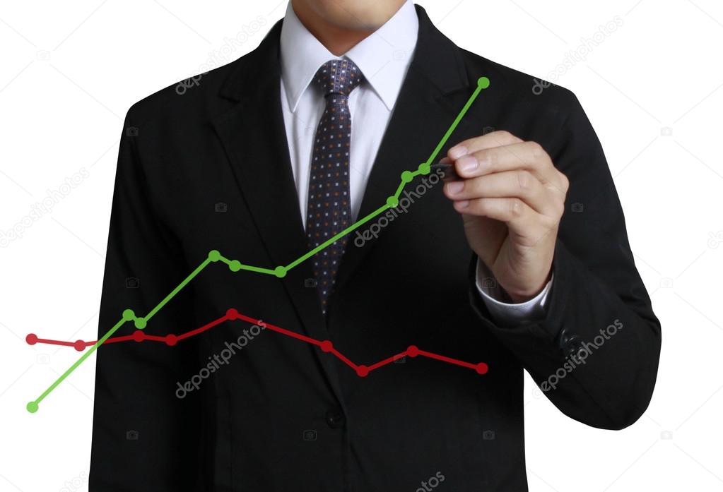 Business man hand drawing  graph