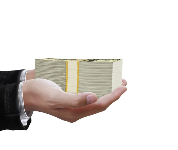 Man holding cash — Stock Photo, Image