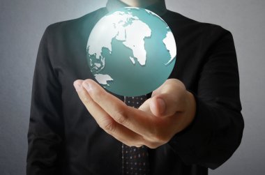 parlayan bir dünya dünya onun elinde tutan. Sağlanan Earth görüntü
