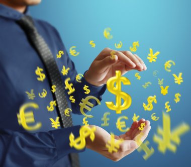 işadamı ile finansal simgeler