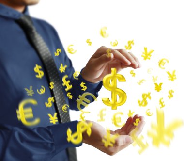işadamı ile finansal simgeler