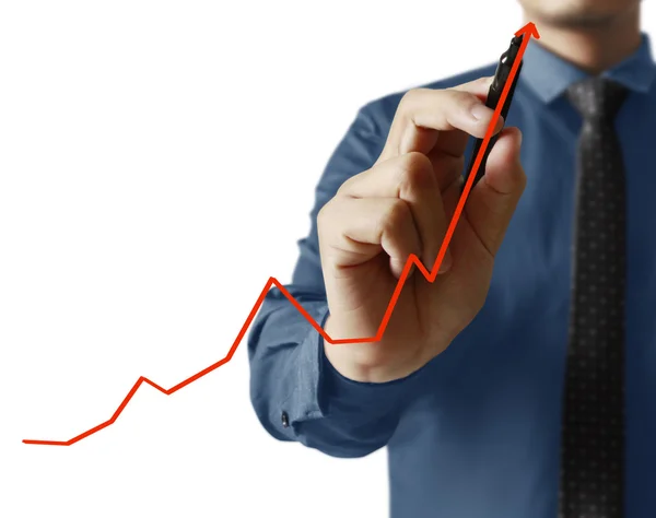 Geschäftsmann Hand schreibt ein Business Graph — Stockfoto