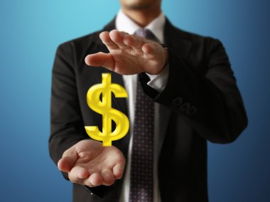 işadamı ile finansal simgeler