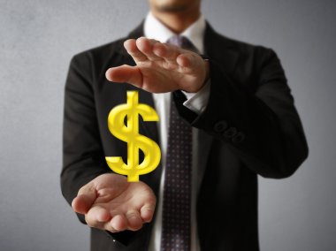 işadamı ile finansal simgeler