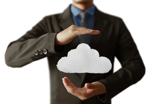 Businessman  holding a cloud — Stock Photo, Image
