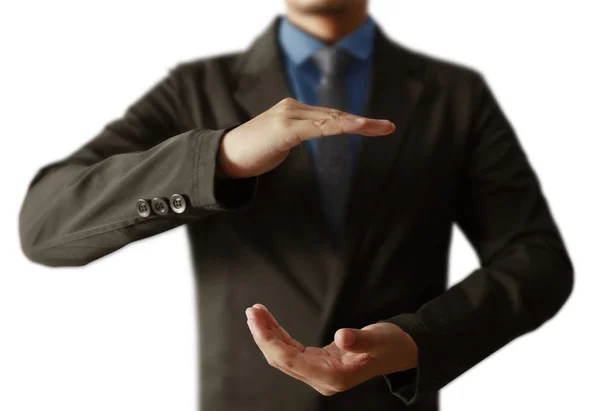 Biznesmen z otwartej ręce gest — Zdjęcie stockowe