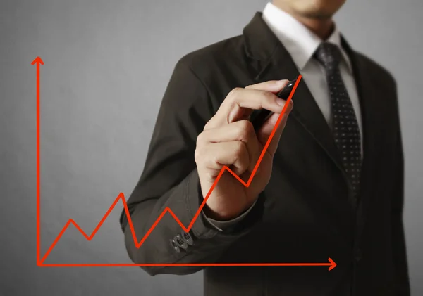 Geschäftsmann Hand schreibt ein Business Graph — Stockfoto