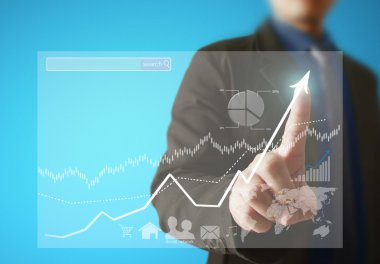 işadamı ile finansal simgeler 