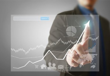 işadamı ile finansal simgeler 