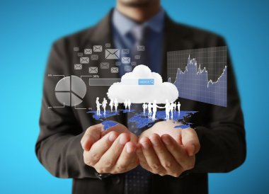 işadamı ile finansal simgeler 
