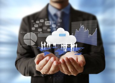 işadamı ile finansal simgeler 