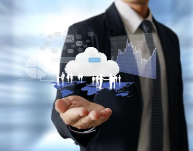 işadamı ile finansal simgeler 