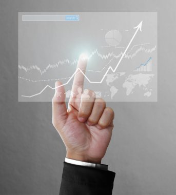 işadamı ile finansal simgeler 