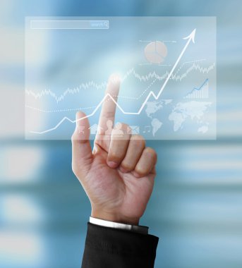 işadamı ile finansal simgeler 