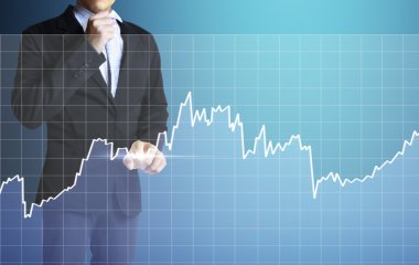 işadamı ile finansal simgeler 