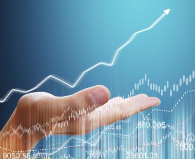 işadamı ile finansal simgeler 