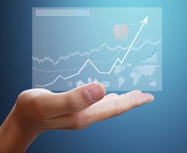 işadamı ile finansal simgeler 