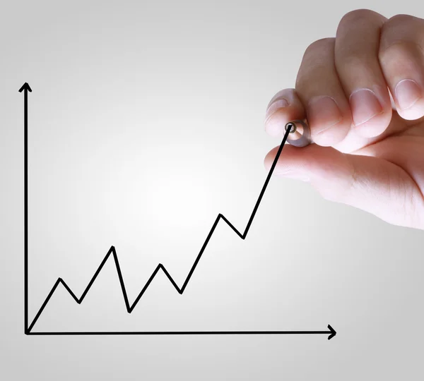 Businessman hand writing  business graph — Stock Photo, Image