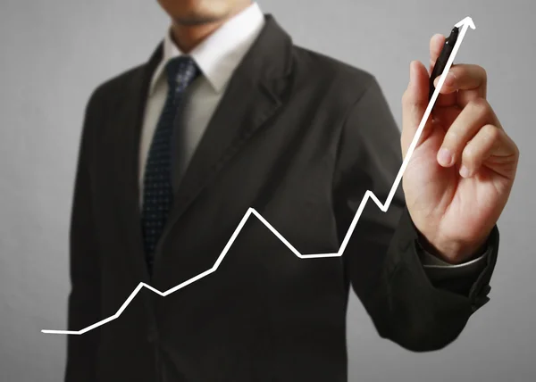 Geschäftsmann handschriftlich Business Graph — Stockfoto