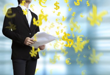 işadamı ile finansal simgeler 