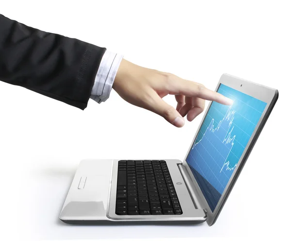 Moderne laptop en hand — Stockfoto