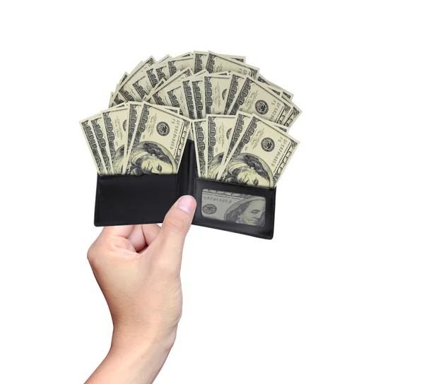 Hand with money in wallet — Stock Photo, Image