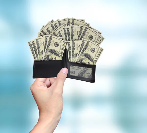 Hand with money in wallet — Stock Photo, Image