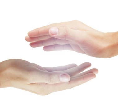 insan elinin üzerine beyaz izole