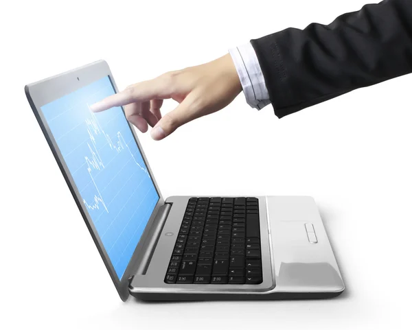 Laptop, close up of hands — Stock Photo, Image