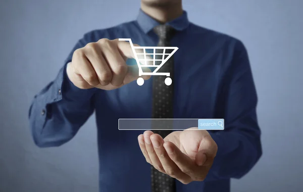 Hand pressing modern social button — Stock Photo, Image