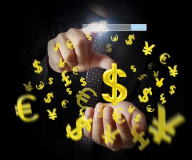 para simgesi olan çevrimiçi düğmesini dokunmadan adam