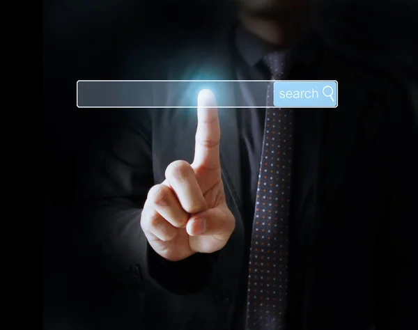 Hand pressing modern social button — Stock Photo, Image
